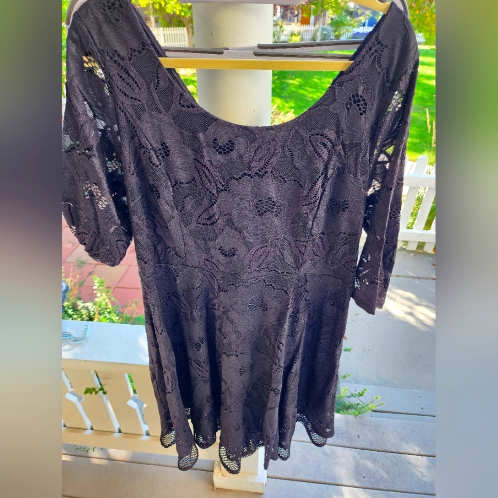 Lane Bryant Black Lace Dress 3/4 sleeves